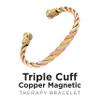 MAGNETJEWELRYSTORE Magnetic Copper Bracelet Triple Cuff, For Men and Women, High Power Magnets, Adjustable Bangle view 3