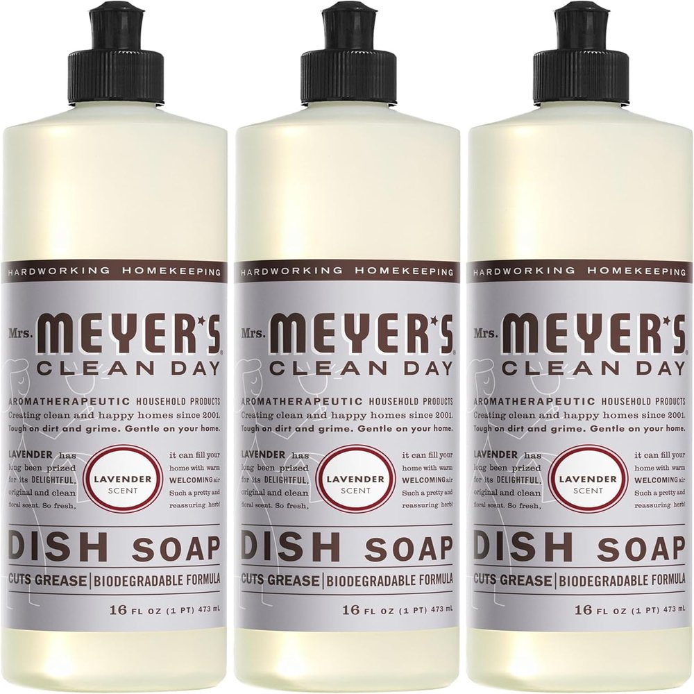 MRS. MEYER'S CLEAN DAY Liquid Dish Soap, Lavender, 16 fl. oz - Pack of 3