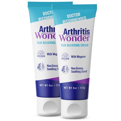 Arthritis Wonder Pain Relief Cream, 4 oz Arthritis Pain Relief Cream for Hand, Knee, Foot and Wrist Joints Fast-Acting, Deep Penetrating, Non-Greasy Formula with Natural Wogonin - 2 Pack