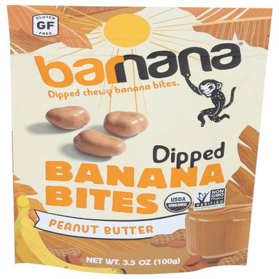 Barnana Organic Peanut Butter Dipped Chewy Banana Bites, 3.5 Ounce Bag