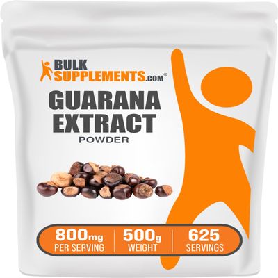 BulkSupplements.com Guarana Extract Powder - Natural Caffeine Supplement, from Guarana Seed, Guarana Powder - Gluten Free, 800mg per Serving, 500g (1.1 lbs) (Pack of 1)