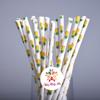 100 pcs Yellow Pineapple Paper Straws, Fun Cute Picnic Fruit Print Patterned Beverage Mason Jar Party Paper Drinking Straws Bulk, Cheap Birthday Wedding Colored Cake Pop Sticks view 2