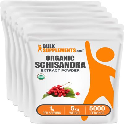 BulkSupplements.com Organic Schisandra Extract Powder - Schisandra Supplement, from Schisandra Berries - Herbal Supplement, Gluten Free - 1000mg per Serving, 5kg (11 lbs) (Pack of 5)