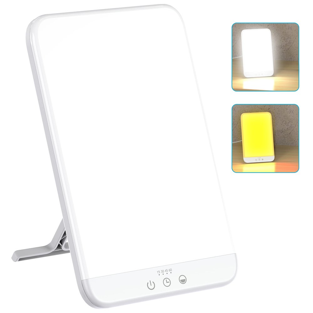 Wobrikosee Light Therapy Lamp, Ultra-Thin UV-Free 10000 Lux Therapy Light, Timer Function, Adjustable Brightness Levels, Two Color Temperature, 90 Rotatable Stand for a Happy Life
