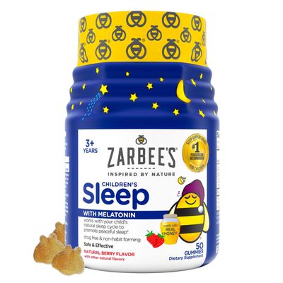 Zarbee's Children's Sleep Gummies with Melatonin, Non-Habit Forming Children's Sleep Gummies Work with Natural Sleep Cycles to Promote Peaceful Sleep, Drug-Free, Berry, 50 ct