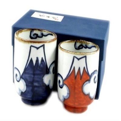 SankoDo Arita ShoKaorukama blue Fuji red Fuji set cups (couple cups) 20850