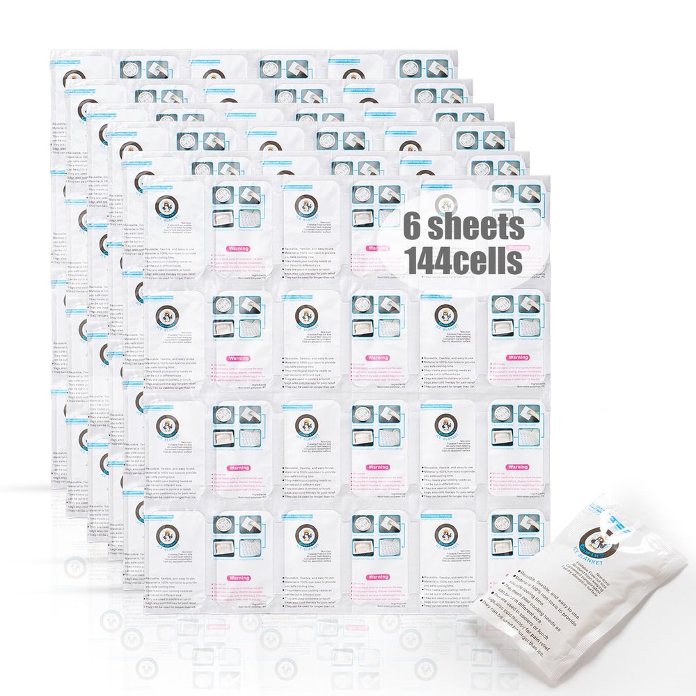 Shipping Cold Packs Dry Ice for Shipping Frozen Food, Flexible Cold Ice Pack Sheets for Coolers, Long Lasting Freezer Ice Packs 14'' X 13'' 144Cells
