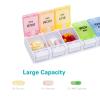 Sukuos AM PM Weekly Pill Organizer 2 Times A Day, Large Daily Pill Box Case 7 Day with Easy Push Button Design, Detachable Medicine Holder for Vitamin/Fish Oil/Supplements (Rainbow) view 3