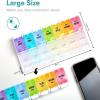 Sukuos AM PM Weekly Pill Organizer 2 Times A Day, Large Daily Pill Box Case 7 Day with Easy Push Button Design, Detachable Medicine Holder for Vitamin/Fish Oil/Supplements (Rainbow) view 4