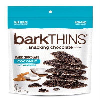 barkTHINS Snacking Dark Chocolate, Coconut with Almonds, 4.7 Ounce (Pack of 12)