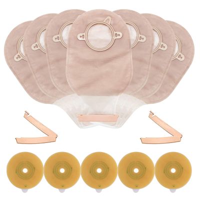 LotFancy Ostomy Supplies, 20PCS Colostomy Bag - 15 PCS Two Piece Drainable Pouches and 5PCS Stoma Skin Barrier Included for Ileostomy Stoma Care, Cut-to-Fit, Pack of 20/Box