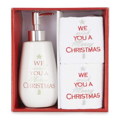 Avanti 3-pc. we wish you a Merry Christmas Lotion Dispenser Bath Gift Set