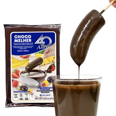CHOCOMELHER Clasico - 2 Pack Milk Chocolate Flavored Coating for Chocobananos - Cobertura de Chocolate - Best to Cover Frozen Bananas & Strawberries - Traditional Snack from El Salvador - 2 of 13.22 oz Bags.