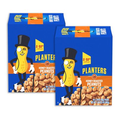 Planters Honey Roasted Peanuts, 1.75 oz Tubes (Pack - 36)