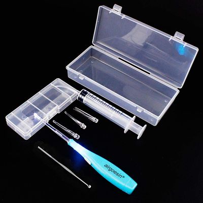 Airgoesin Upgraded Tonsil Stone Remover Tool or Earwax Removal, Blue, 4 Tips, Tonsillolith Pick Case + 1 Irrigator Fresh Breath Oral Rinse