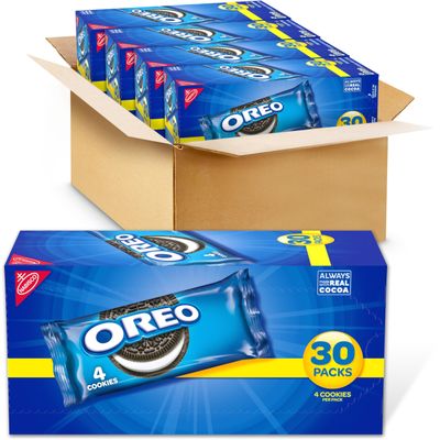 OREO Chocolate Sandwich Cookies, 120 Snack Packs (4 Cookies Per Pack, 4 Boxes)
