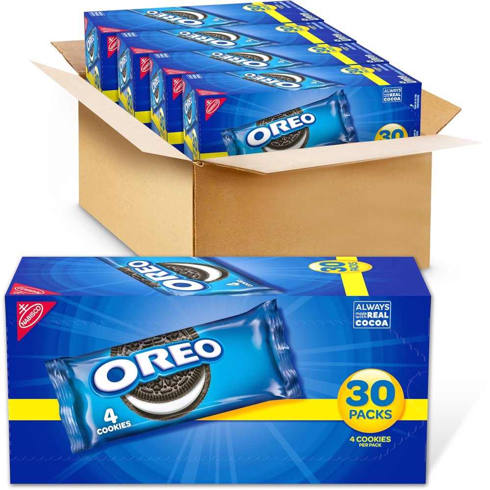 OREO Chocolate Sandwich Cookies, 120 Snack Packs (4 Cookies Per Pack, 4 Boxes)