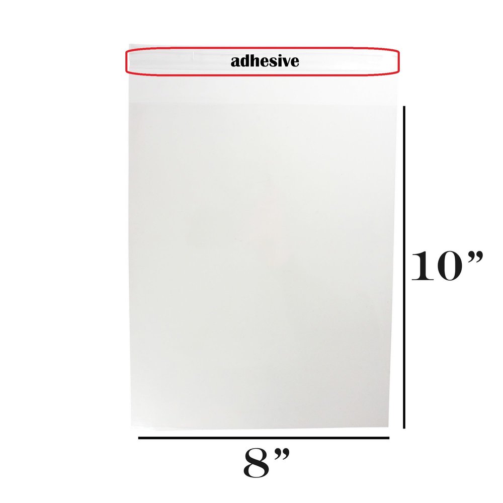 200ct Adhesive Treat Bags 8x10 Clear - 1.4 mils Thick Self Sealing OPP Plastic Bags for Bakery Cookies Christmas Party Decorative Gift Bags with reinforced edges