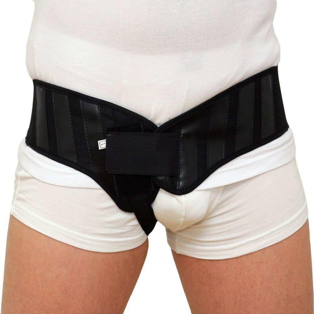 Ortho-Line Hernia Support Belt Groin Support Brace Hernia Truss Inguinal Single-Sided Hernia Belt for Men and Women, Different Size Hips Belts, Black (Large 90 -100 cm (35,4 - 39,4"), right)