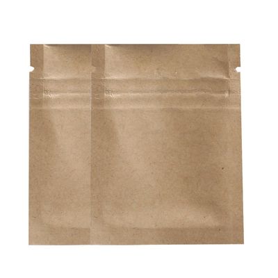 100PCS Brown Kraft & Foil Hybrid Flat Zipper Seal Bags 6x8cm (2.3x3.1")