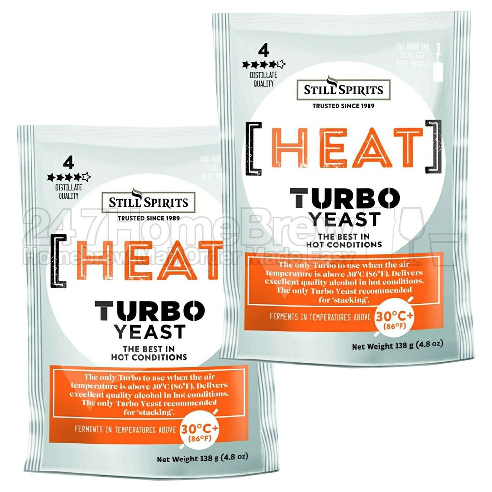 2x Still Spirits Heat Turbo Yeast 138g Temperature Tolerant