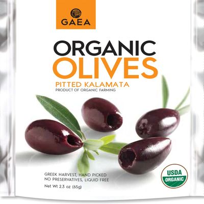 Gaea Organic Snack Pack Pitted Kalamata Olives with Sea Salt and Vinegar - 2.3 oz (Pack of 8) 