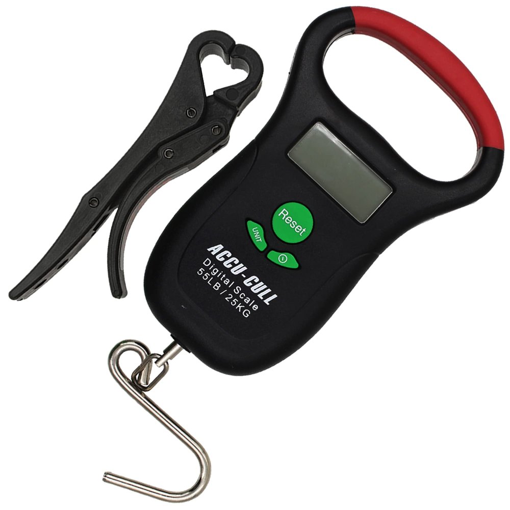 ACCU-CULL Fish Culling System Digital Fish Scale with Mini Fish Gripper - 2-in-1 Combo Pack Weighing Fishing Gear - Fishing Accessories and Fishing Equipment to Add in Fishing Tools Kit