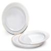 OCCASIONS 600 Pcs Set & 120 Guest Wedding Disposable Plastic Plate & Silverware Combo Set (White & Gold Rim plates, Silver Silverware) view 2