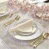 OCCASIONS 600 Pcs Set & 120 Guest Wedding Disposable Plastic Plate & Silverware Combo Set (White & Gold Rim plates, Silver Silverware) view 3