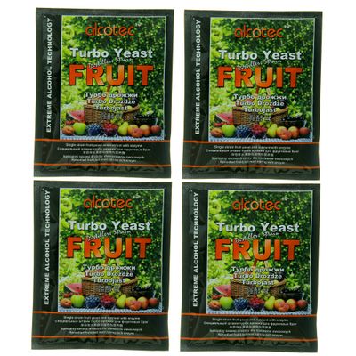 Alcotec Fruit Turbo Yeast | Unlock Exquisite Taste with Alcotec Fruit Turbo Yeast | Brewers Yeast Powder| Wine Yeast for Wine Making | (Pack of 4)