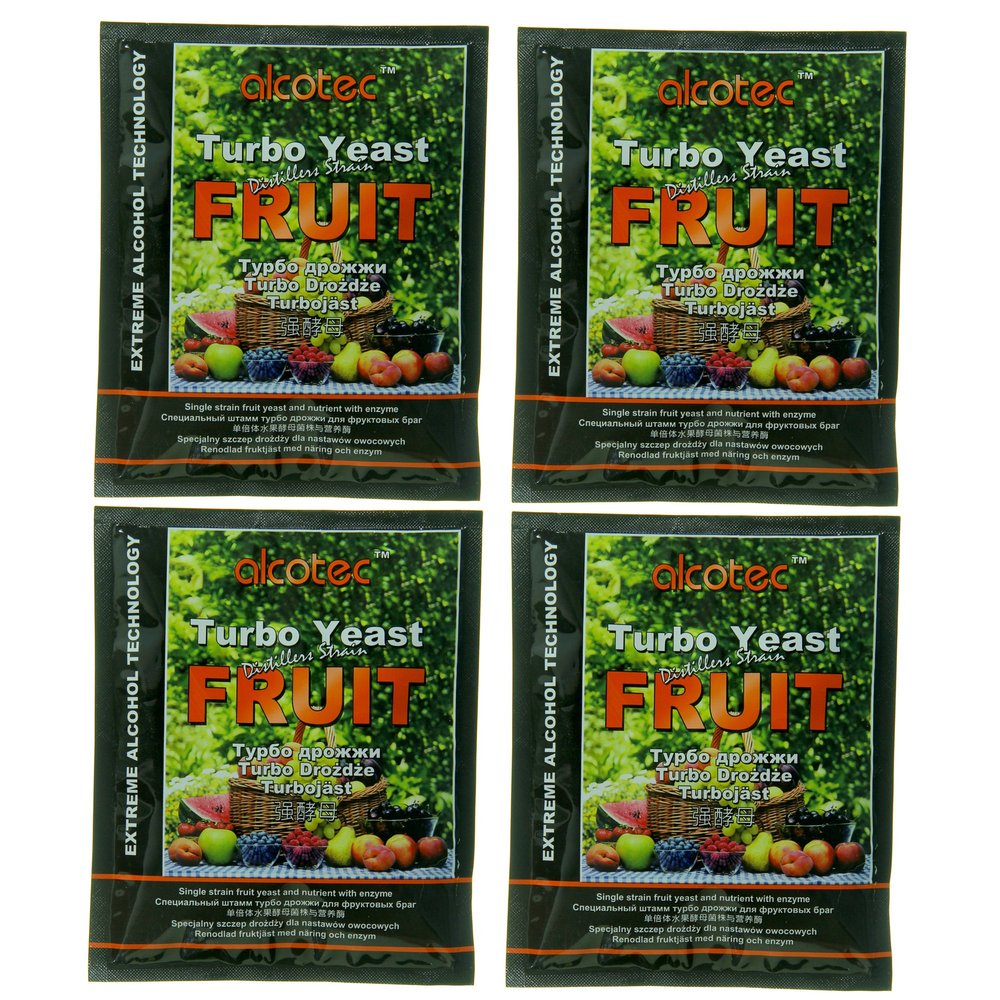 Alcotec Fruit Turbo Yeast | Unlock Exquisite Taste with Alcotec Fruit Turbo Yeast | Brewers Yeast Powder| Wine Yeast for Wine Making | (Pack of 4)