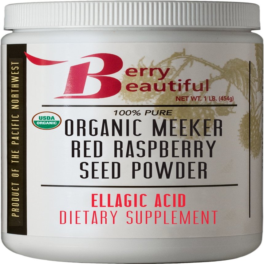 Berry Beautiful Organic Meeker Red Raspberry Seed Powder (Ellagic Acid, Fiber) - 1 lb (454g) - Cold-Pressed from US-Grown Raspberries