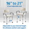 Medline Shower Chair for Elderly, Seniors, Adults & Disabled - Heavy Duty Shower Seat with Padded Arms and Back for Inside Shower, Adjustable Height Bath Stool for Bathtub, 350 lb, Slip Resistant view 4