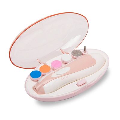 Aibay 6 in 1 Baby Electric Nail File Clippers for Newborns or Toddler Fingernails and Toes, Nail Trimmer Polish Set with Travel Case,Whisper-quiet (Pink)