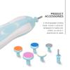 Aibay 6 in 1 Baby Electric Nail File Clippers for Newborns or Toddler Fingernails and Toes, Nail Trimmer Polish Set with Travel Case,Whisper-quiet (Blue) view 3