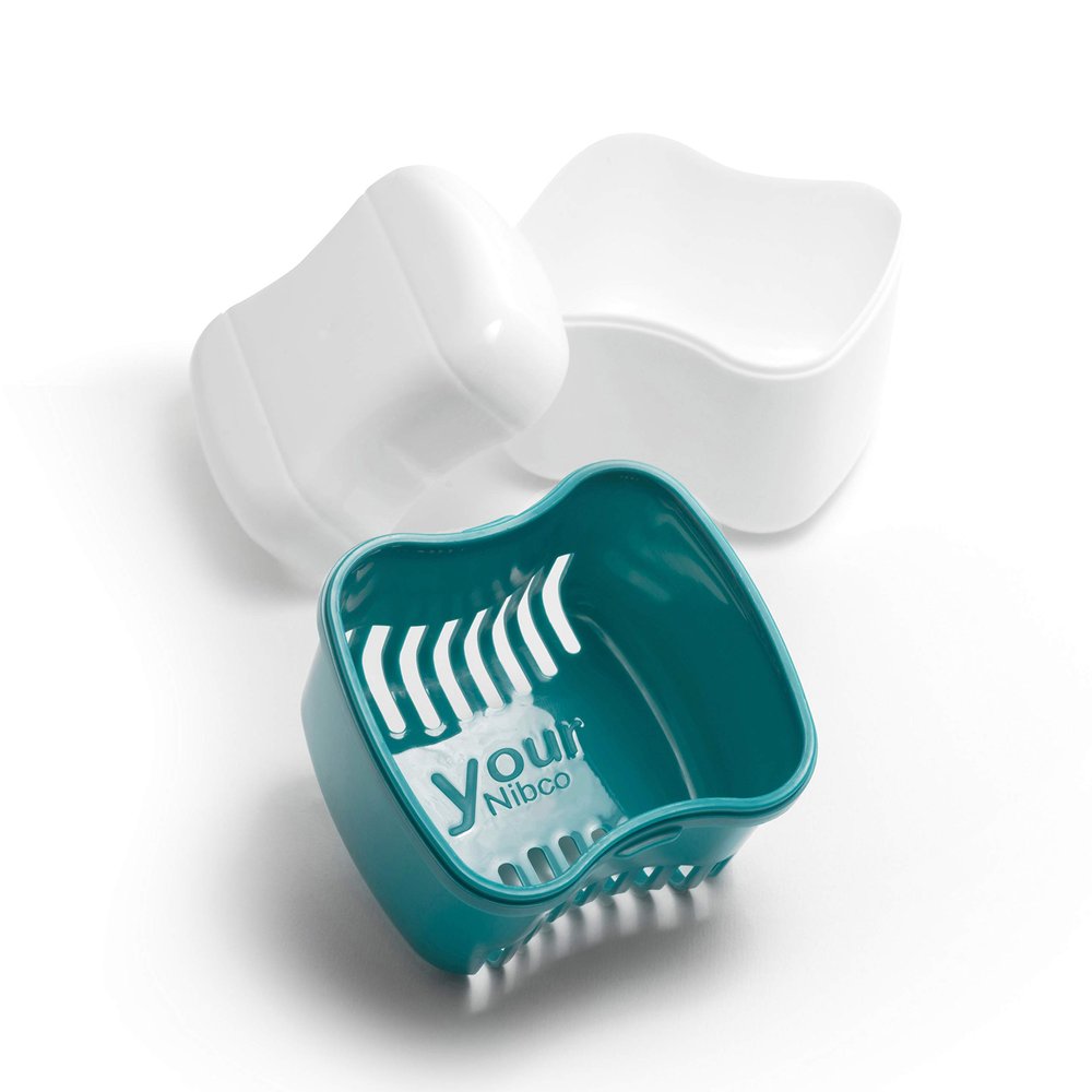 Retainer-Denture Bath-Dental Appliance Cleaning Case Size Standard with Easy Grip  Color Teal