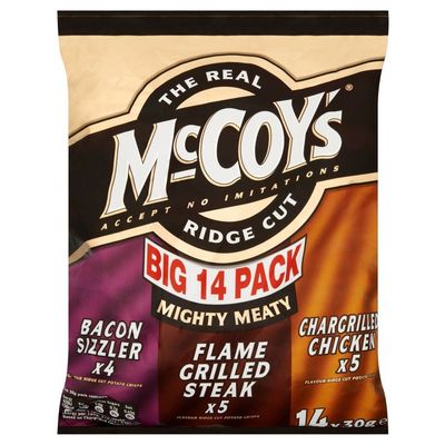 McCoy's Ridge Cut Crisps - Mighty Meaty Variety (14x30g)