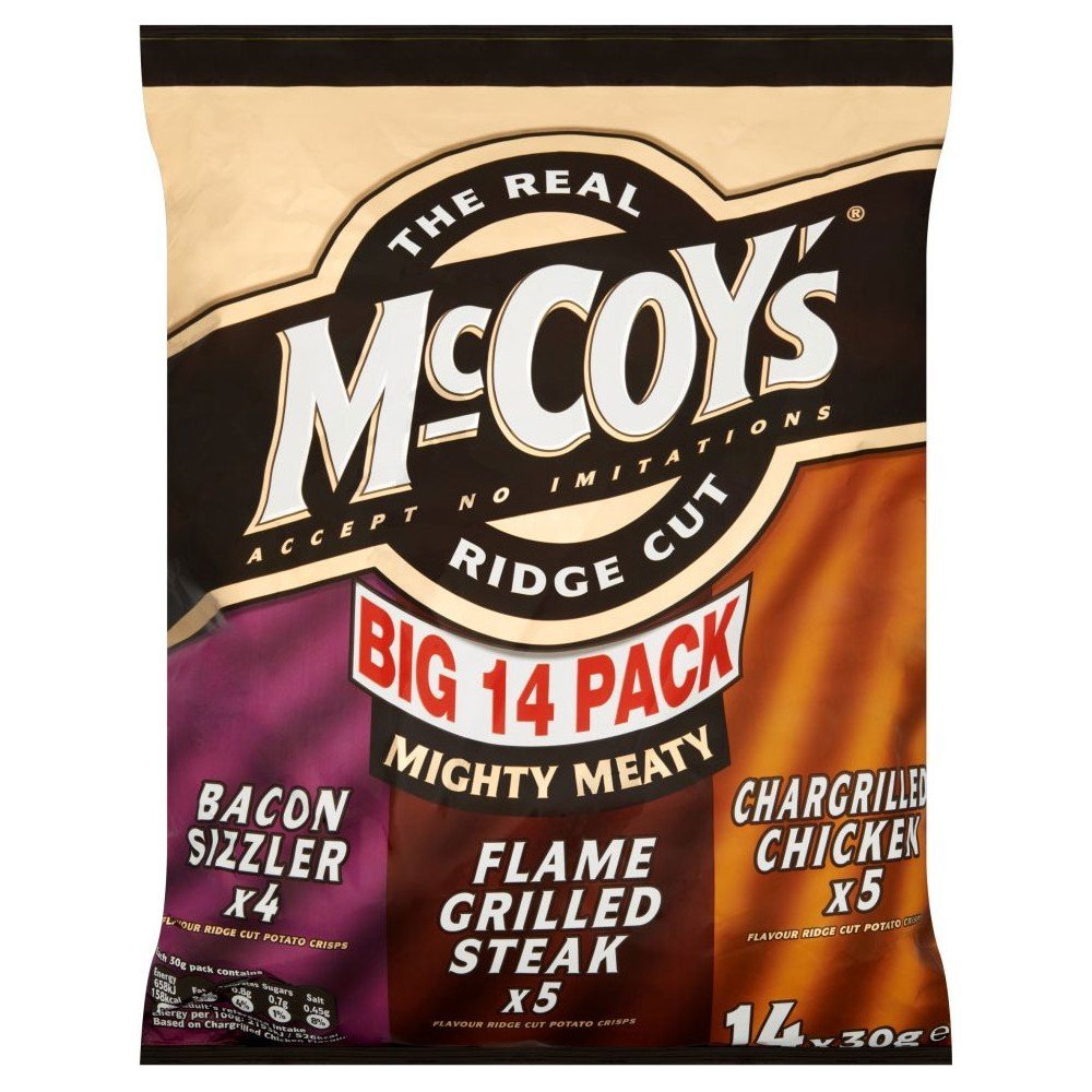 McCoy's Ridge Cut Crisps - Mighty Meaty Variety (14x30g)