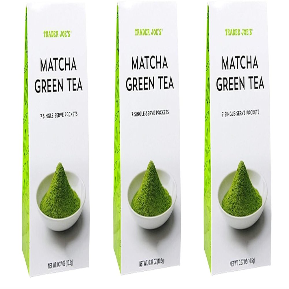 Trader Joes Matcha Green Tea Powder  Convenient Single Serve Packets, for Travel & Home, 3 Pack (each with 7 Sticks)