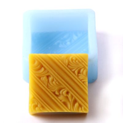 Diagonal Lines & Rococo Swirls Square Silicone Mould x 5
