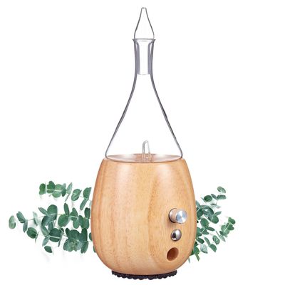 Organic Aromas Raindrop 2.0 Aromatherapy Diffuser for Essential Oil, Waterless Glass Nebulizer w/Auto-Off Switch, BPA Free - Lightwood