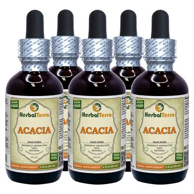 Acacia (Acacia Arabica) Tincture, Dried Bark Liquid Extract (Brand name: HerbalTerra, Proudly made in USA) 5x2 fl.oz (5x60 ml)