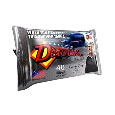 Detour Driver Wipes  Heavy-Duty Body Wipes for On-the-Go Cleaning, Extra Large, Durable, Made in USA (Travel, Work, Outdoor Use)