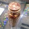 Prisha India Craft 1000ml / 33.81oz Hammered Copper Water Bottle | Joint Free, Water Bottle - Handmade Item view 2