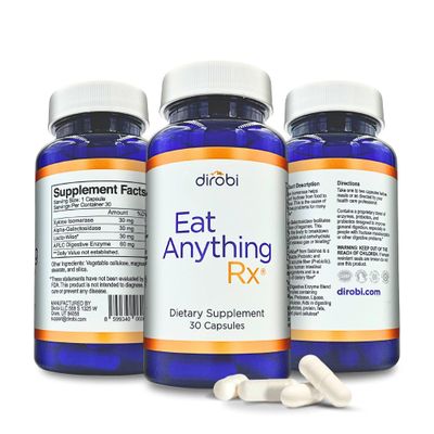 Dirobi Eat Anything Xylose Isomerase Fructose Malabsorption Enzymes, FODMAP Supplement, Digestive Enzymes for Better Lactose, Fat, Protein & Carbohydrate Digestion Gas & Bloating Relief 30 Capsules