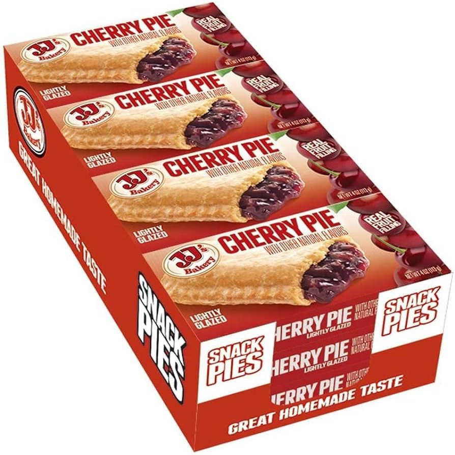 JJ's Bakery Cherry Pie Snack Pies, Individual Dessert, Fresh-Baked, Nut-Free, Kosher Parve, 4 Oz Each (Pack of 12)