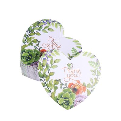 100pcs Heart Shape Floral Gift Tags Hanging Tags Paper Package Tags Labels Wedding Favor Tags - Thank You