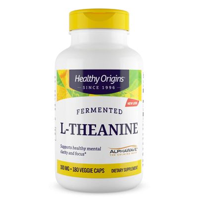 Healthy Origins L-Theanine 100 mg (AlphaWave, Supports Relaxation Without Drowsiness, Brain Support, Non-GMO, Gluten Free), 180 Veggie Caps
