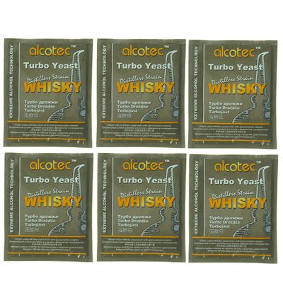 Alcotec Whiskey Turbo Yeast | Brewers Yeast Powder | Wine Yeast for Wine Making | Dry Yeast | Nutritional Yeast | (Pack of 6)