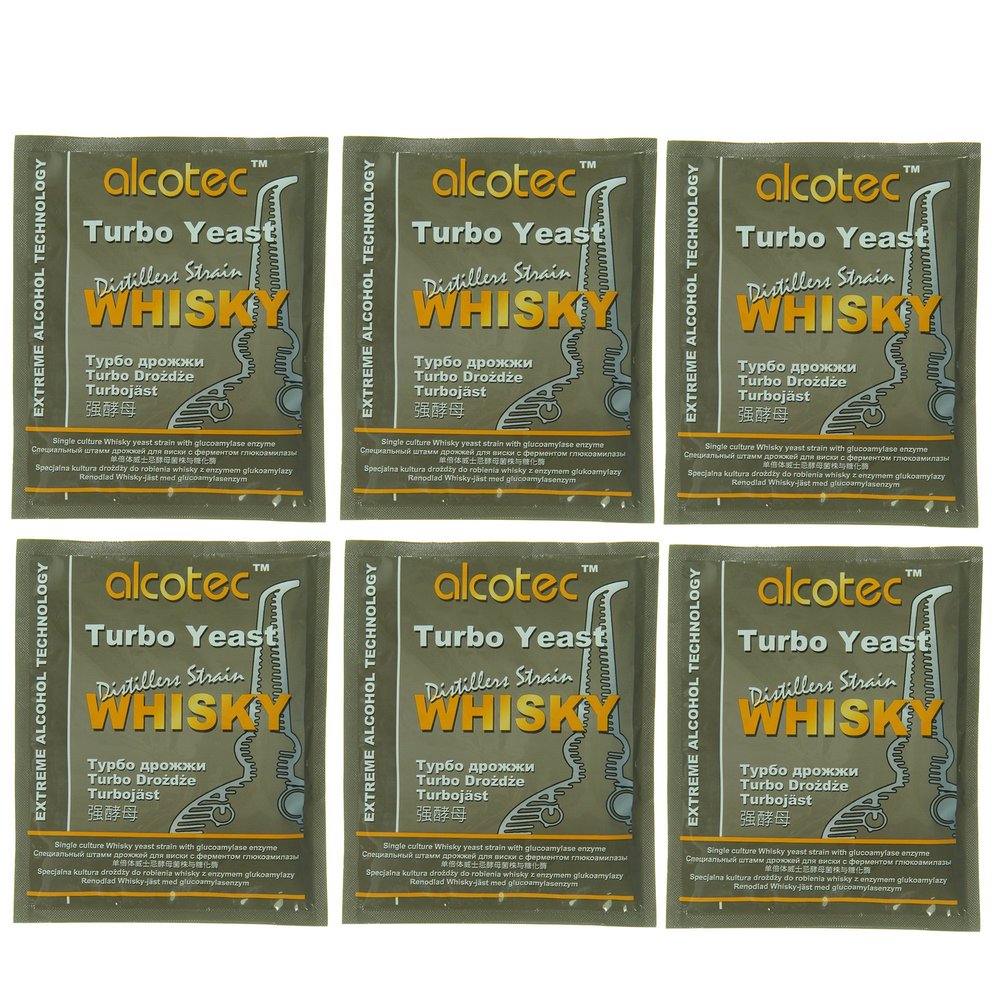 Alcotec Whiskey Turbo Yeast | Brewers Yeast Powder | Wine Yeast for Wine Making | Dry Yeast | Nutritional Yeast | (Pack of 6)